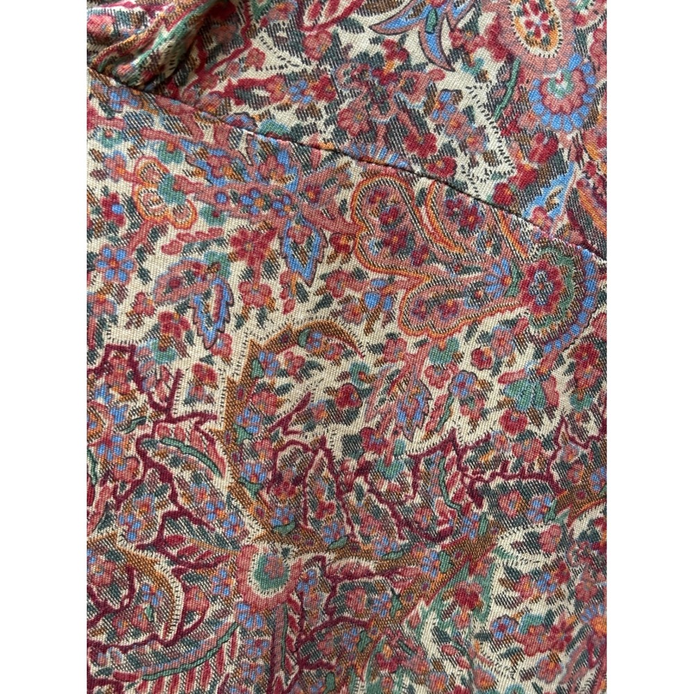 Chaps Petite PXL Paisley Surplice V-Neck Long Sleeve Top Red Multi Boho Viscose - Picture 5 of 8